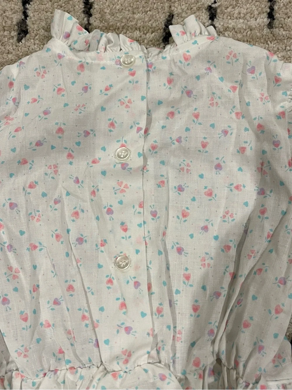 Vtg Winnie The Pooh Disney Girl Dress Size 6 Ditsy Floral White Spring USA Made